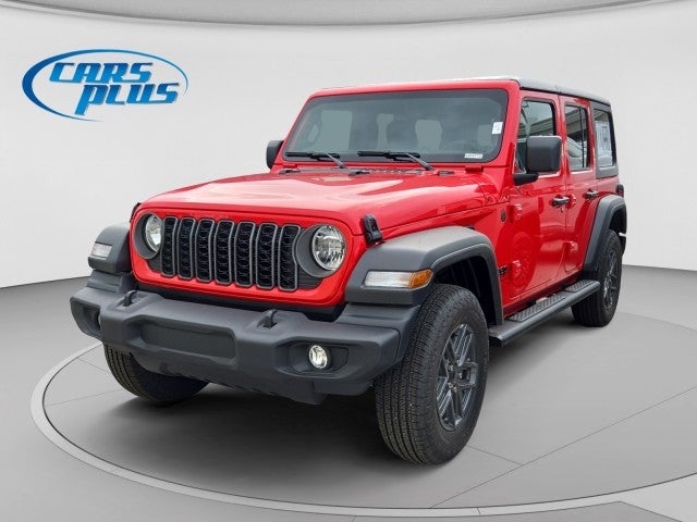 2026 Jeep Wrangler Sport in Firecracker Red Clear-Coat Exterior Paint — front three-quarter view