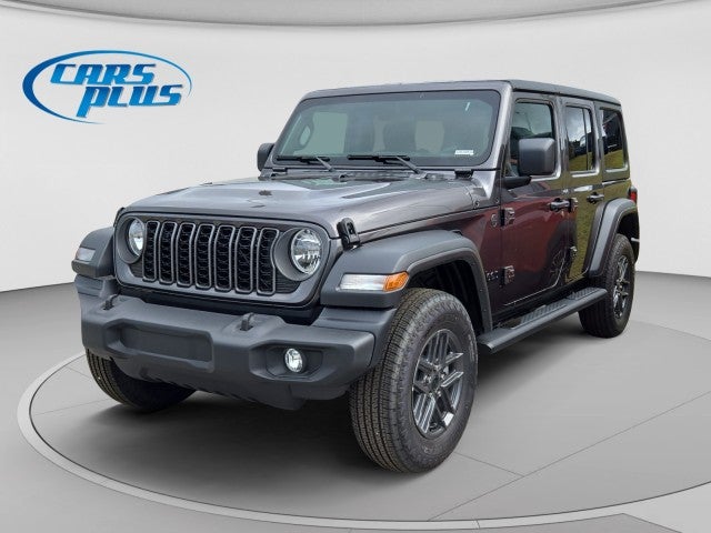 2026 Jeep Wrangler Sport in Granite Crystal Metallic Clear-Coat Exterior Paint — front three-quarter view